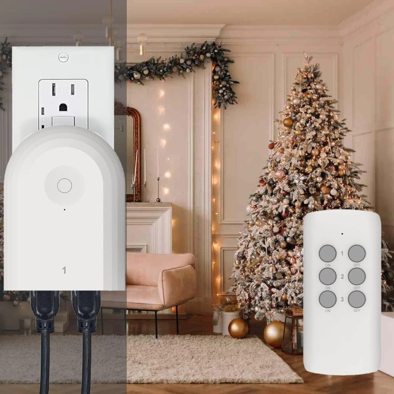 TEKLECTRIC Indoor Remote Control Outlet with 2 Grounded Plugs, 80