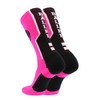 MadSportsStuff Baller Basketball Logo Crew Socks (Neon Pink/Black, Medium)