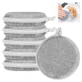 Double Layer Wire Dish Cloths Pack of 6, Scratch-Resistant Multi-Purpose Tea Towel for Wet and Dry, Steel Wire Cleaning Cloths, Steel Sponge, Steel Sponge