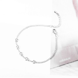 PengJin - Fashionable Silver Five Stars Charm Bracelet, A dizzying Array of zircons Link, Exquisite Copper Zirconium Chain, Elegant Accessories That Ladies Will Always Love