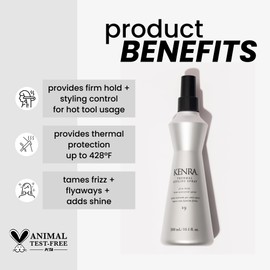 Kenra Professional Thermal Styling Spray 19 | Heat Protection | Firm Hold Heat-Activated | Tames Frizz, Flyaways & Adds Shine | All Hair Types | 10 fl. Oz