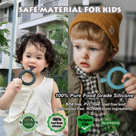 Flyaway Sensory Chew Toys for Autistic Children 4 Pack, Silicone Sensory Toys for Toddlers 1-3 Kids Adults with Autism ADHD SPD, Q Shape Teething Toys for Baby Oral Motor Stimulation