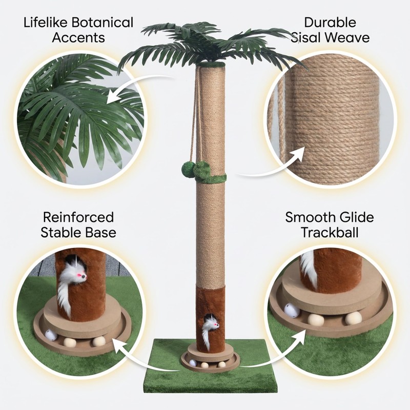 Fantasreen Cat Scratching Post 35'' Tall with Toy Mouse for