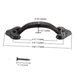 2-Pack 7-Inch Heavy-Duty Cast Iron Barn Door Handle – Medieval-Grade Rustic Gate Pull for Sheds, Fences & Cabinets – Vintage Black Finish – Installs in Minutes, Built to Last a Lifetime