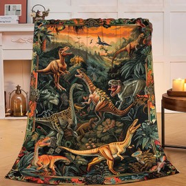 Dinosaur Throw Blanket Dino Gifts for Kids Girls Boys Adults Women Men Soft Cozy Warm Plush Fluffy Fuzzy Fleece Blanket Birthday Festival Home Decor 40''X50''