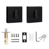 Probrico Square Deadbolts Flat Black Double Cylinder Different Key Sets
