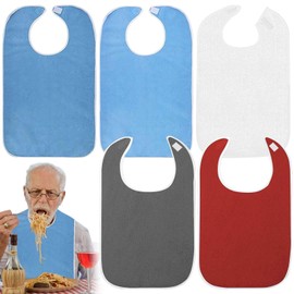 GOMETY Pack of 4 Bibs for Adults, Bibs for Seniors, Waterproof Adult Bibs, Reusable, Washable, Adjustable with Velcro Fastening, Waterproof Clothing Protection for Elderly Disabled People, 5p