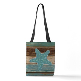 CafePress Starfish Coastal Weathered 13"x13" Reusable Grocery Shopping Sling Tote Bag