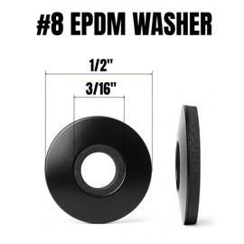 100PCS #8 Black Sealing Washers EPDM Bonded 304 Stainless Steel Neoprene Rubber Washers for Screws, Leakproof for Roofing, Metal Panels, DIY Hardware