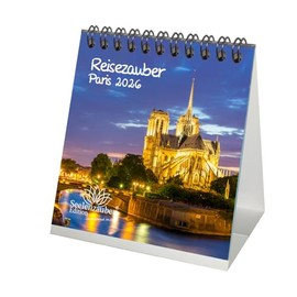 Reisezauber Paris Desk Calendar 10 cm x 10 cm for 2026 Holidays France – Gift Set Contents: 1 x Calendar, 1 x Christmas Pendant, 1 x Greeting Tag (Total 3 Pieces)