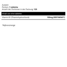 Sowelo - Vitamin B1, 120 Tabletten, mit 100 mg Vitamin B1 (Thiaminhydrochlorid) in Einer Tablette, Starkes Antioxidans, Verringert die Müdigkeit und Verzögert die Alterungsprozesse (2-Pack)