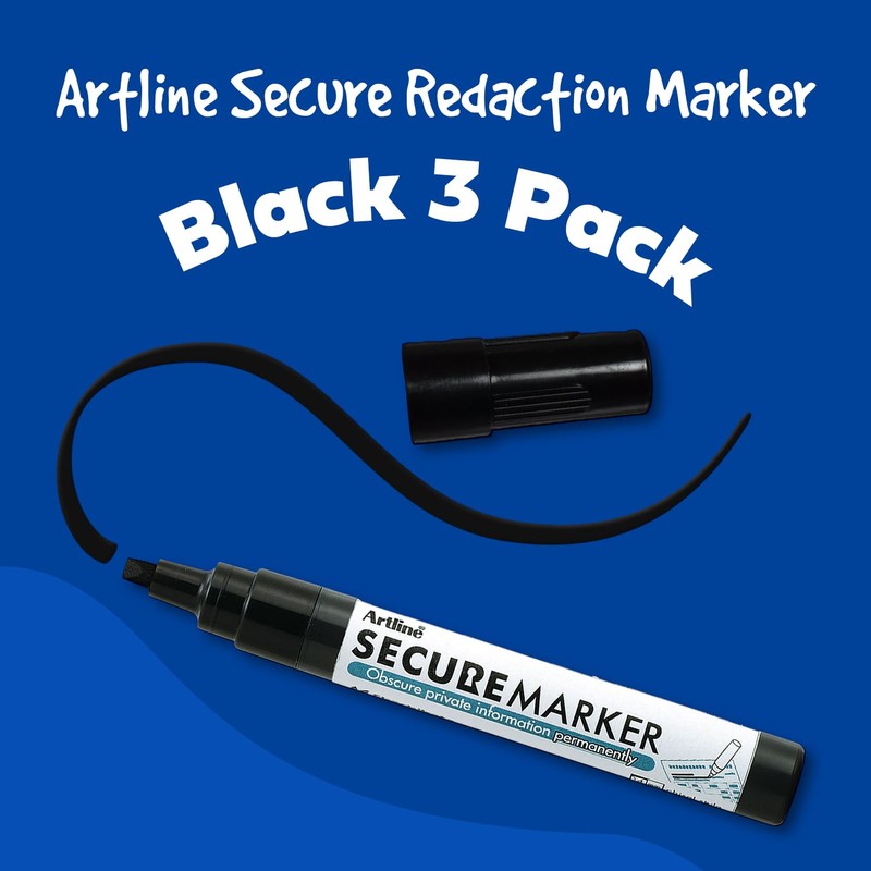 Artline Secure Marker Redacting Pen | Blackout Marker | Blacks