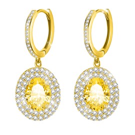 KristLand Earrings Hoop Earrings Gold Stud Earrings with Sparkling Oval Cubic Zirconia Stones Party Wedding Birthday Gift for Women Ladies Girls, Crystal