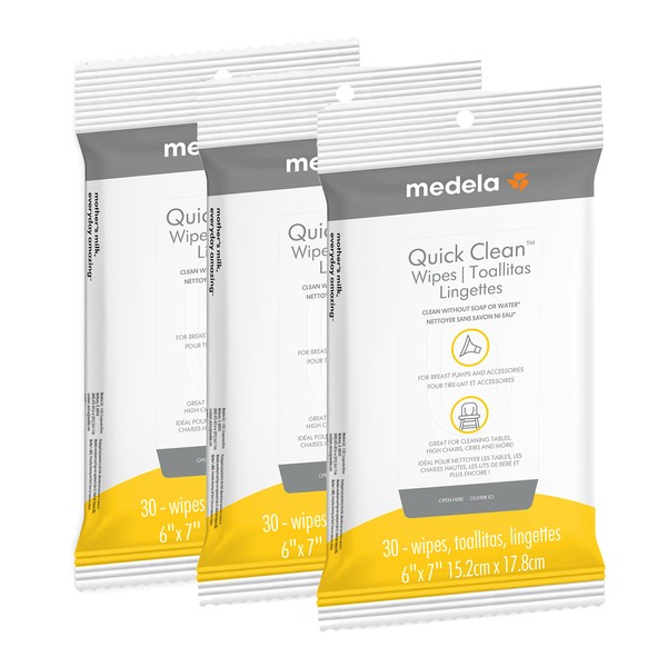 Medela Quick Clean Breast Pump and Accessory Wipes 90ct, 3
