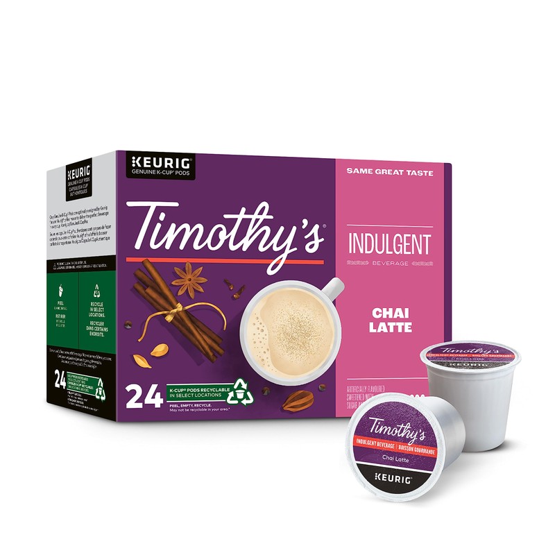 Timothy's Chai Latte K-Cup Coffee Pods, 24 Count For Keurig