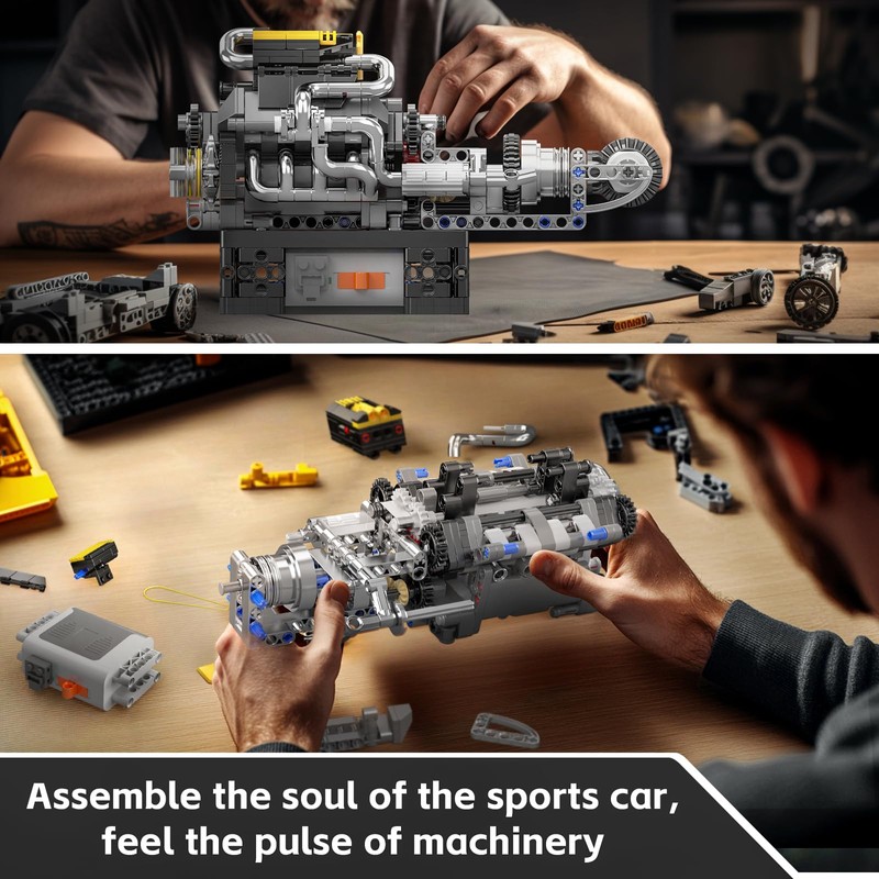 Mould King 10207 Technik V12 Motor Building Blocks Toy, App