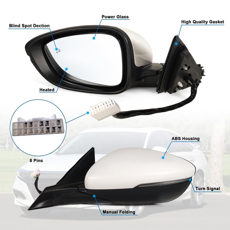 Lqito Left Driver side Mirror Fits 2018-2022 Honda Accord With