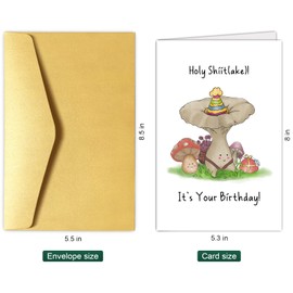 Funny Mushroom Birthday Card, Cottagecore Birthday Card, Cute Bday Greeting Card, Holy Shiitake It's Your Birthday Pun Card