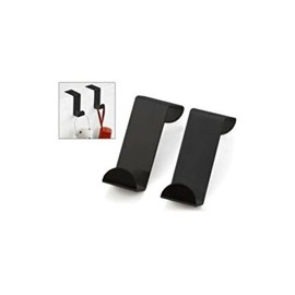 Medi troia Pack of 4 Stainless Steel Reversible Over Door Cabinet Drawer Hooks Office Kitchen Towel Coat Hooks Rack (black)