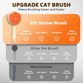 Steam Cat Brush, 6-in-1 Dog Brush Spritz Defur Comb with Pet Waterless Shampoo, Steamy Skin Friendly Deshedding Grooming Tool, Suitable for Shedding & Haired Pets, Pet Supplies Accessories, Yellow
