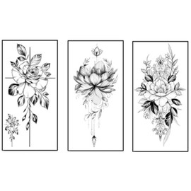 VIBESHOOD Cross Temporary Tattoo with flowers 3 Sheets Large Cross Temporary Tattoo for Women Men Adults Waterproof Friction Resistant Low Reflective Lasts 5-7 Day Cross flowers