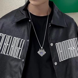 Liutufy Gothic Punk Turkish Devil's Eye Necklace Skull Evil Eye Necklace (Purple)