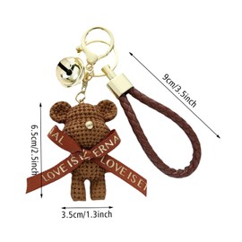 SYSYSYYASNL Resin Bear Key Ring, Key Carabiner with Bell, Keyring Girl, Best Friend Gifts, Gifts for Girlfriend, Sister, Colleague, Wife and Mother, brown