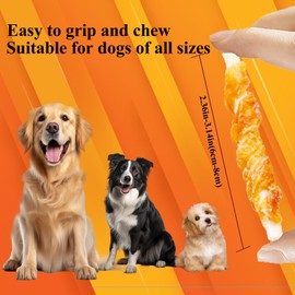 JiJycal Dog Rawhide Chews, Chicken Wrapped Dog Treats Rawhide Twist Chicken Hide Sticks Natural Ingredients, 7.05oz, for All Breeds
