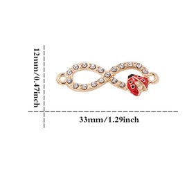 SYBKED 30 Pcs Fashion Charms Metal 8 Character Diamond Ladybug Pendant Making Jewelry DIY Accessories Bracelet Necklace Keychain Anklet Backpack Decoration for Women Best Gift
