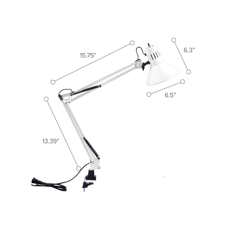 Bostitch Office VLF100-WHT Swing Arm Desk Lamp with Clamp Mount,