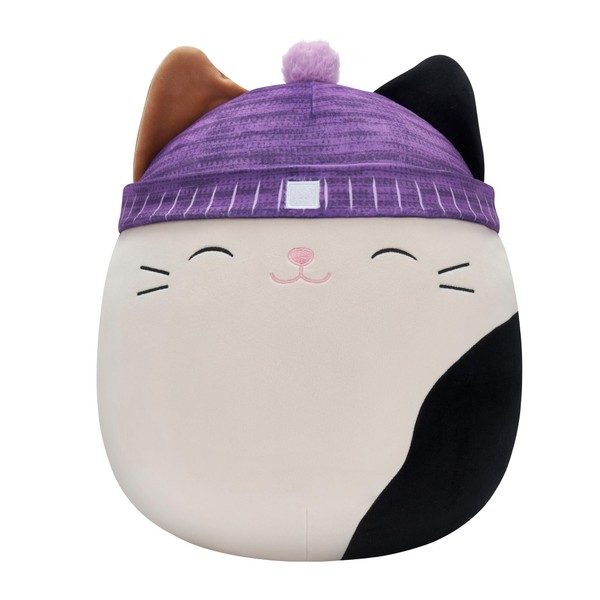 Squishmallows Original 14-Inch Cam Calico Cat with Purple Hat - Large Ultrasoft Official Jazwares Plush
