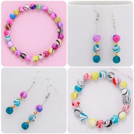 Abeillo Pack of 500 Acrylic Beads 8 mm Multicoloured Craft Beads for Threading, Mix Floral Beads Colourful Ink Pattern Jewellery Beads for Bracelets, Necklaces, Clothing and Jewellery Making