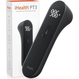 iHealth PT3 No-Touch Forehead Thermometer, 3 Ultra-Sensitive Sensors, Quiet Vibration Feedback, Large LED Digits, Accurate Thermometer Fever for Home Healthcare White - Color: Black