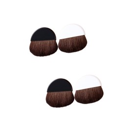 Healvian 4 Pcs Portable Makeup Brush Blush Foundation Beauty Tools White Black Smooth Handle Soft Bristles for Travel Everyday Use