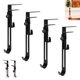 Dexmary 4-Pack 2 in 1 Fireplace Garland Hanger, No Drill Fireplace Stocking and Garland Hanger for Christmas Decorations, Securely Holds Stockings & Garland, Garland Hangers for Mantle, Black