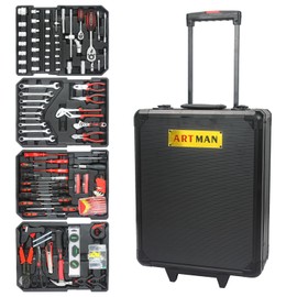 899 Piece Home Repair Tool Set Kit, Home/Auto Repair Tool Set with 4 Drawers, General Household Tool Kit with Rolling Tool Box, Tool Set Kit for Maintenance, Garden, Homeowner, Handyman (Black)