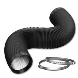 8 Inch Flexible Ducting Hose 12 Feet Black Aluminum Ducting -4 Layer Protection Dryer Vent Hose for HVAC Heating Cooling Ventilation and Exhaust, 2 Clamps Included