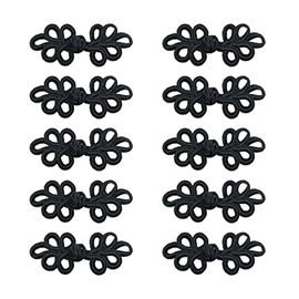 10 Pairs Chinese Knots Sewing Fasteners Frog Buttons Closure for Tang Dynasty Clothing Quilted Jackets Sweater Costumes Outfit Clothing Cloak Coats Scarf and Cardigan Sewing Supplier（ Black）