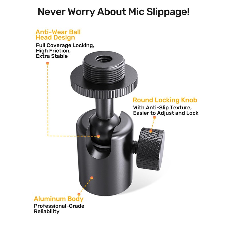 Ball and Socket Head Microphone Adapter with Angle Adjustment [All