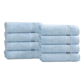 SUPERIOR Heritage Egyptian Cotton Hand Towel Set, Heavyweight Towels for Bathroom, Kitchen, Spa, Home Decor Essentials, Highly Absorbent, Plush Hotel Quality, Includes 8 Hand Towels, Light Blue