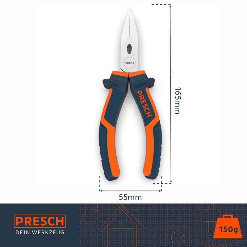 Presch Long Nose Pliers 160mm - Thin Professional Needle Nose