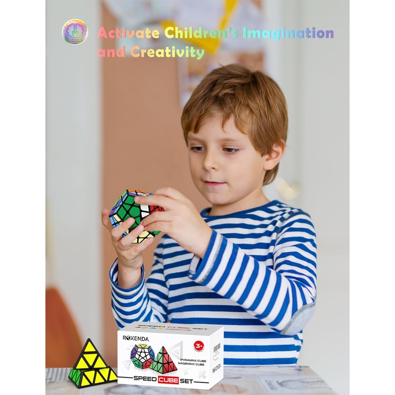 ROXENDA Zauberwürfel Set, Speed Würfel Set mit Pyramide Dodekaeder Speedcube,