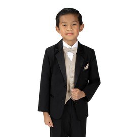 Spring Notion Chaleco de esmoquin de satén para niño de 4 piezas, Champán, 3 Años
