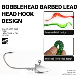 Big Curly Tail Fishing Lures 30pc Soft Plastic Bait Kit with Jig Heads - 5 Colors, Realistic Tail Action for Bass, Crappie in Freshwater & Saltwater | Durable Swimbait Set for Pro Fishing Enthusiasts