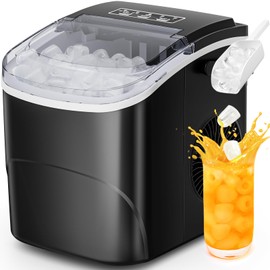 Antarctic Star Countertop Ice Maker Portable Ice Machine,Bullet Ice, Automatic-Cleaning Ice Makers, 26Lbs/24H, 9 Ice Cubes Ready in 6-8 Mins for Home Kitchen Bar Party Black