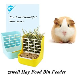 zswell Hay Food Bin Feeder, Hay and Food Feeder Bowls Manger Rack for Rabbit Guinea Pig Chinchilla and Other Small Animals