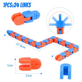 GOLDGE 10PCS 24 Links Wacky Track Toys Snap and Click Fidget Toys Puzzle Finger Toy Anxiety Stress Relief Multicolor Snake Chain Puzzles Party Favors Party Bags Fillers and Educational Toys