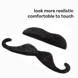 Jeoney - 60 bigotes falsos, bigote realista, se mantiene en la barba falsa, bigote autoadhesivo, negro, fácil de usar y quitar el pelo facial del disfraz, Bigote negro, Fake Mustache for Men