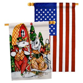 Angeleno Heritage Holiday Mouses House Flag Pack Winter Christmas Santa Marry Xmas Present Reindeer Season Wintertime Snow Applique Decoration Banner Small Garden Yard Gift Double-Sided, Made in USA