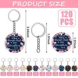 Janmercy 120 Pcs Acrylic Christian Keychain Floral Bible Verse Keychain Religious Scripture Gifts Jewelry Gifts for Women Men(Bright, Bright)